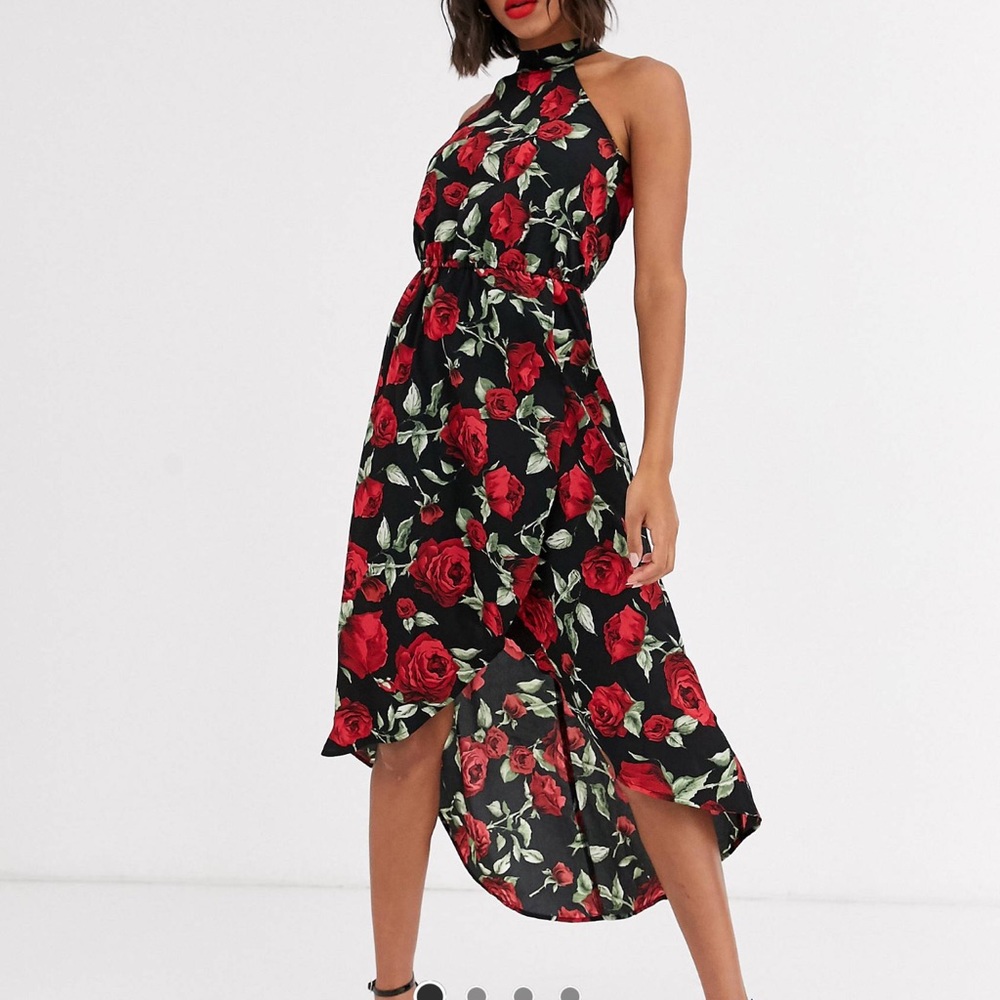 High neck midi dress